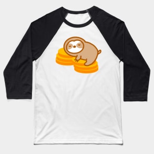 Cute Gold Coin Sloth Baseball T-Shirt